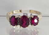 9ct Yellow Gold Simulated Ruby Ring