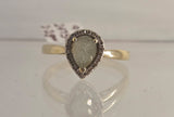 9ct Yellow Gold Green Quartz and Diamond Ring