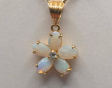 9ct Yellow Gold Opal and Diamond Pendant