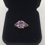 9ct Yellow Gold Amethyst and Diamond Ring