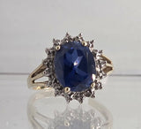 9ct Yellow Gold Created Sapphire Ring