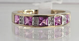 9ct Yellow Gold Created Pink Sapphire and Diamond Ring