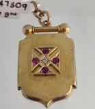 15ct Yellow Gold Ruby and Diamond Locket Vintage