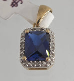9ct Yellow Gold Created Sapphire and Diamond Pendant