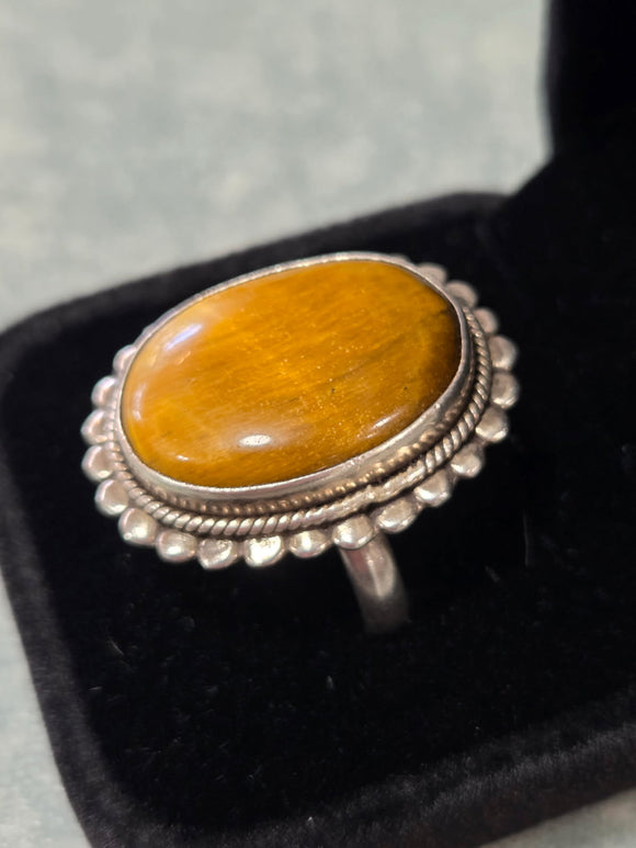 Silver Tiger Eye Ring