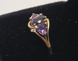 9ct Yellow Gold Amethyst and Diamond Ring