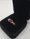 9ct Yellow Gold Created Ruby and Diamond Ring