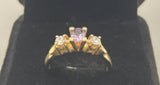 9ct Yellow Gold Amethyst and Cubic Zirconia