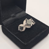 14ct White Gold Black Diamond Ring with Valuation