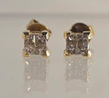 9ct Yellow Gold Cluster Diamond Earrings Screw Back