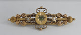 15ct Yellow Gold Peridot and Pearl Brooch Vintage