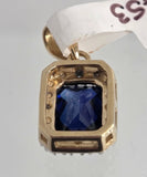9ct Yellow Gold Created Sapphire and Diamond Pendant