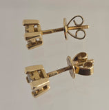 9ct Yellow Gold Cluster Diamond Earrings Screw Back