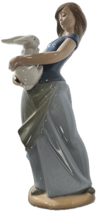 Nao Girl with Rabbit Figurine