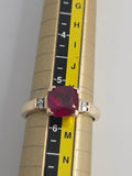 10ct Yellow Gold Created Ruby and Diamond Ring MHJ