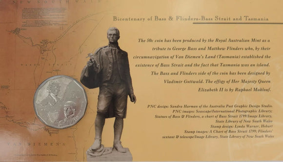 1998 Bicentenary of Bass & Flinders-Bass Strait and Tasmania 50 Cent