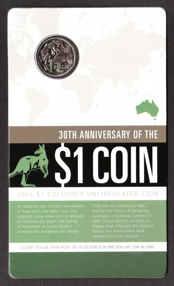 2014 30th Anniversary of the $1 Coin Coloured 1 Dollar