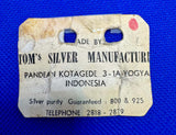 Tom's Silver Manufacture Cuff's and Tie Bar