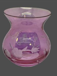 Pink Etched Glass Vase