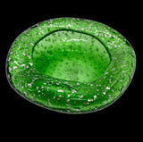 Green and Silver Foil Glass Ashtray