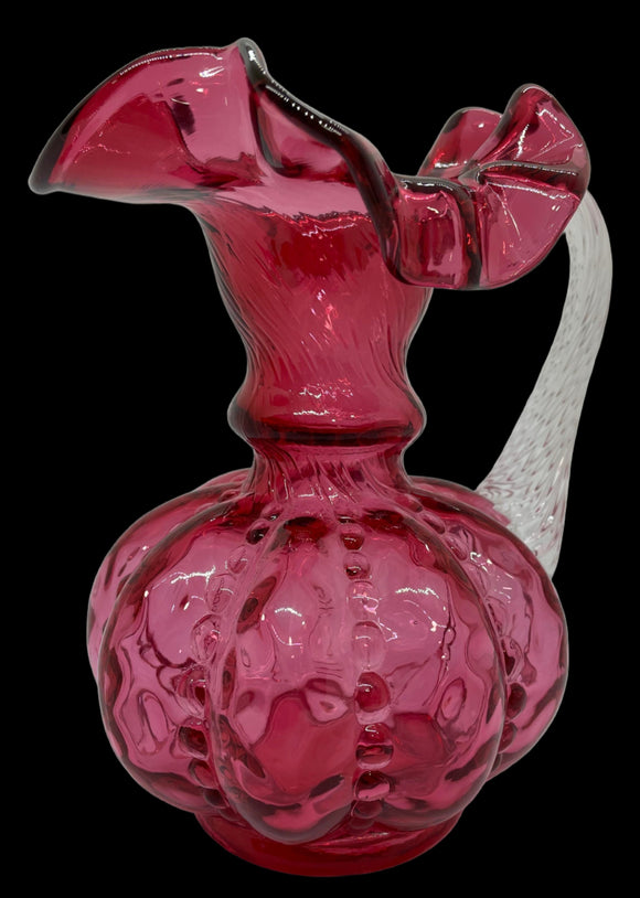 Fenton Cranberry Glass Frill Jug