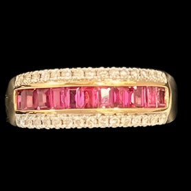 9ct Gold Pink Spinel and Diamond Ring