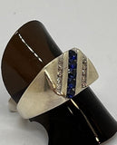 9ct White Gold Diamond and Created Sapphire Ring