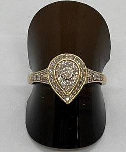 9ct Gold Diamond Tear Drop Ring
