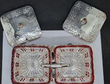 Preserve Dishes - Silver Plate with Red/Clear Inserts