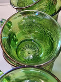Green Glass Punch Bowl Set