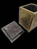 Vintage English Brass Repousse Lead Lined Tea Box (Caddy)